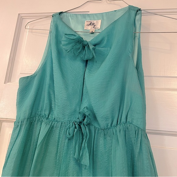 Milly Teal Blue Green Sleeveless Bow Keyhole Mini Cocktail Dress Women’s Size 4 - Picture 4 of 12